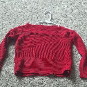 Chic Red Ribbed Women's Sweater